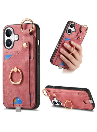 Case Cover For iPhone 16 Plus Retro Skin-feel Ring Card Bag Phone Case with Hang Loop(Pink) - pzsku/ZB579CDF1D1DD6C880EC3Z/45/_/1727015252/618d003a-bbe7-4b63-9245-a07094fb867a