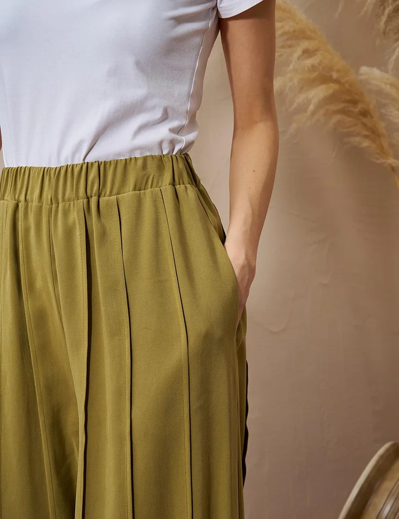 Kayra Piece Rayon Pants Khaki