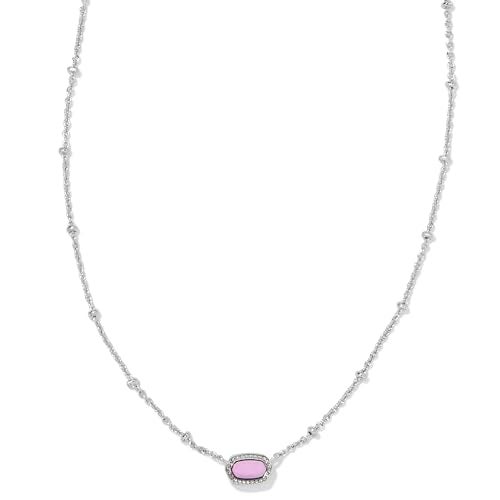 Kendra Scott Mini Elisa Rhodium-Plated Satellite Short Pendant Necklace in Fuchsia Magnesite, Fashion Jewelry for Women - Image 5