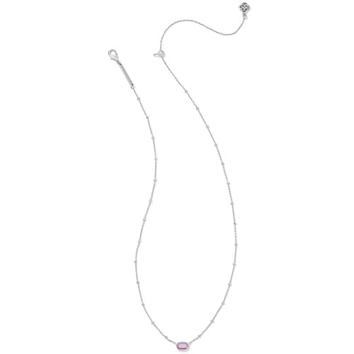Kendra Scott Mini Elisa Rhodium-Plated Satellite Short Pendant Necklace in Fuchsia Magnesite, Fashion Jewelry for Women - Image 2