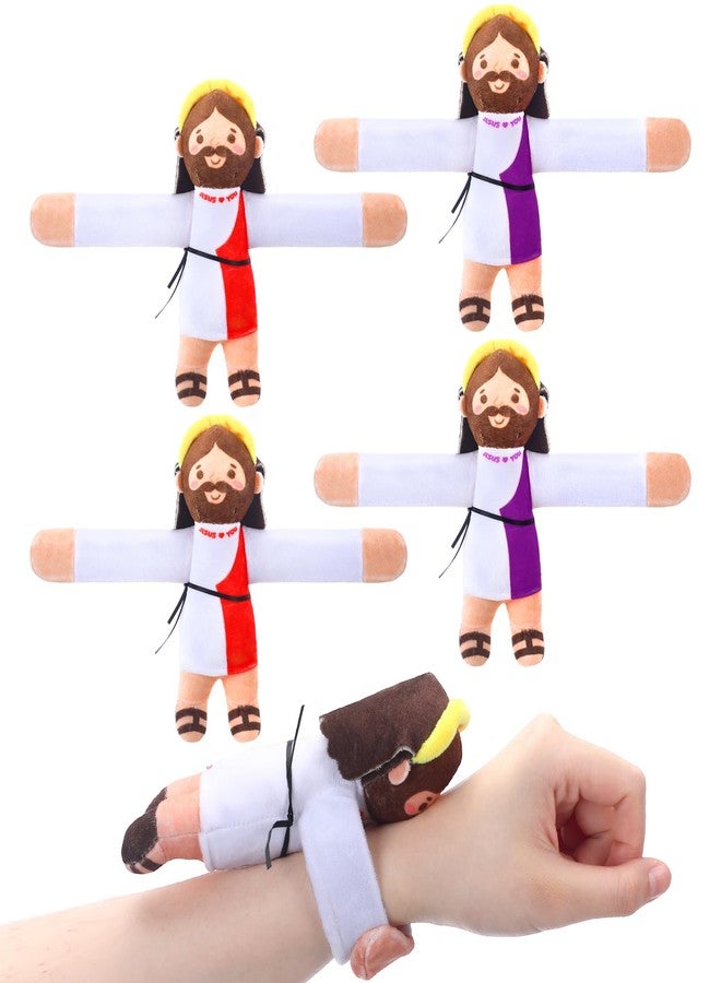 Leitee 4 Pcs Jesus Slap Bracelets for Kids Christian Gifts Hugging Jesus Christian Wristbands Religious Plush Doll Bracelet for VBS Church Sunday School Back to School Classroom Party Favors Supplies - Image 1