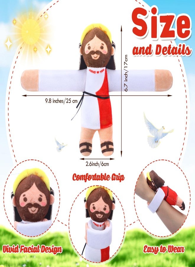 Leitee 4 Pcs Jesus Slap Bracelets for Kids Christian Gifts Hugging Jesus Christian Wristbands Religious Plush Doll Bracelet for VBS Church Sunday School Back to School Classroom Party Favors Supplies - Image 2