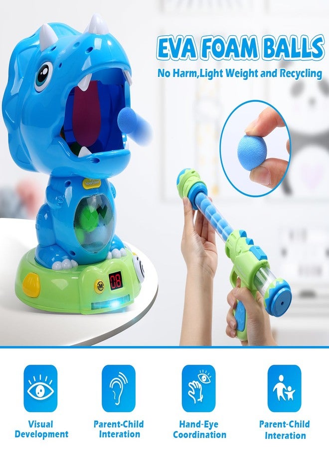 EagleStone Moveable Dinosaur Shooting Toys Triceratops Action,Kids Shooting Games with LCD Score Record&LED, Enhancing Hand-Eye Coordination Toys for Boys and Girls - Image 2
