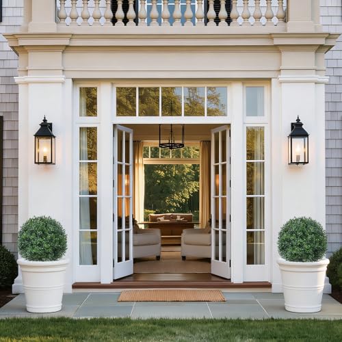Yangrass 2Pcs Artificial Boxwood Topiary Ball Tree, UV Resistant Artificial Outdoor Shrubs with Spike, Decorative Evergreen Fake Topiary Bushes Plant for Front Porch Garden - Image 2
