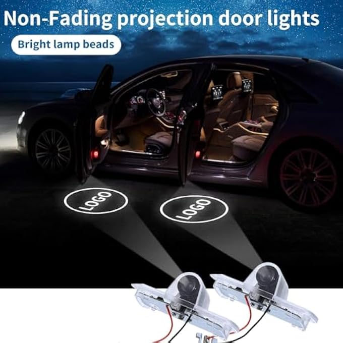 أكس سبرينج باب السيارة LED شعار 2 قطعة 3D شبح الظل أضواء البرك لا تتلاشى أضواء LED الإسقاط لباب السيارة للماء ضوء شعار لسلامة القيادة الليلية - Image 2