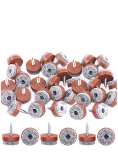 50Pcs 20mm Brown Screw-on Furniture Antiskid Felt Pad Slider Floor Protector for Wooden Leg Feet of Chair Table Sofa Stool (50Pcs 20MM)