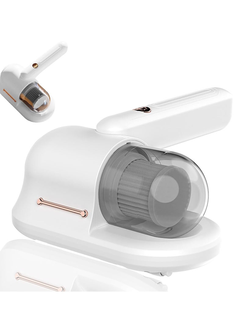 CMGTYYD Handheld Bed Vacuum Cleaner, Cordless Mattress Vacuum Cleaner 10KPA Strong Suction Bed Cleaner with UV- C Light Up Bed Pillows Cloth Sofas, White - Image 1
