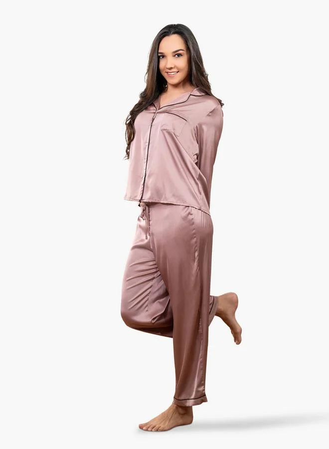 Aadaraya Aadaraya Collared Shirt and Pyjama Set