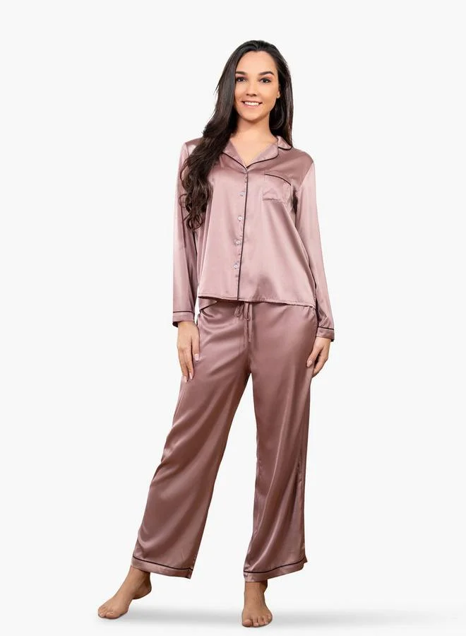 Aadaraya Aadaraya Collared Shirt and Pyjama Set
