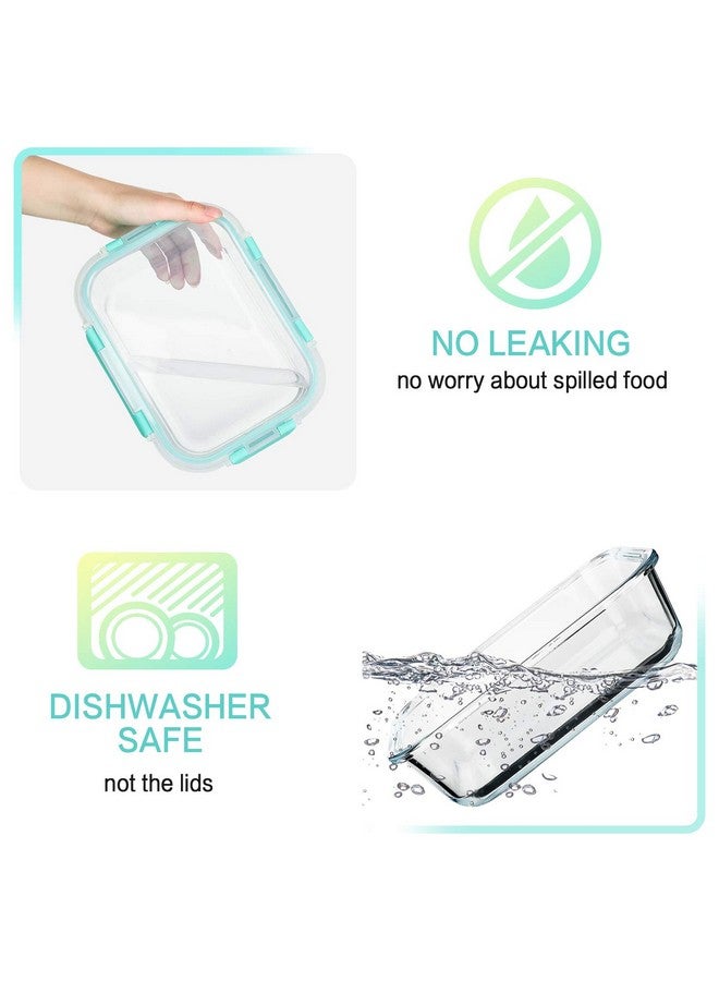 M MCIRCO M MCIRCO [5-Packs, 36 Oz.] Glass Meal Prep Containers with Locking Lids Glass Food Containers,Airtight Lunch Container,Microwave, Oven, Freezer and Dishwasher (4.5 Cup, Green)  - Image 3