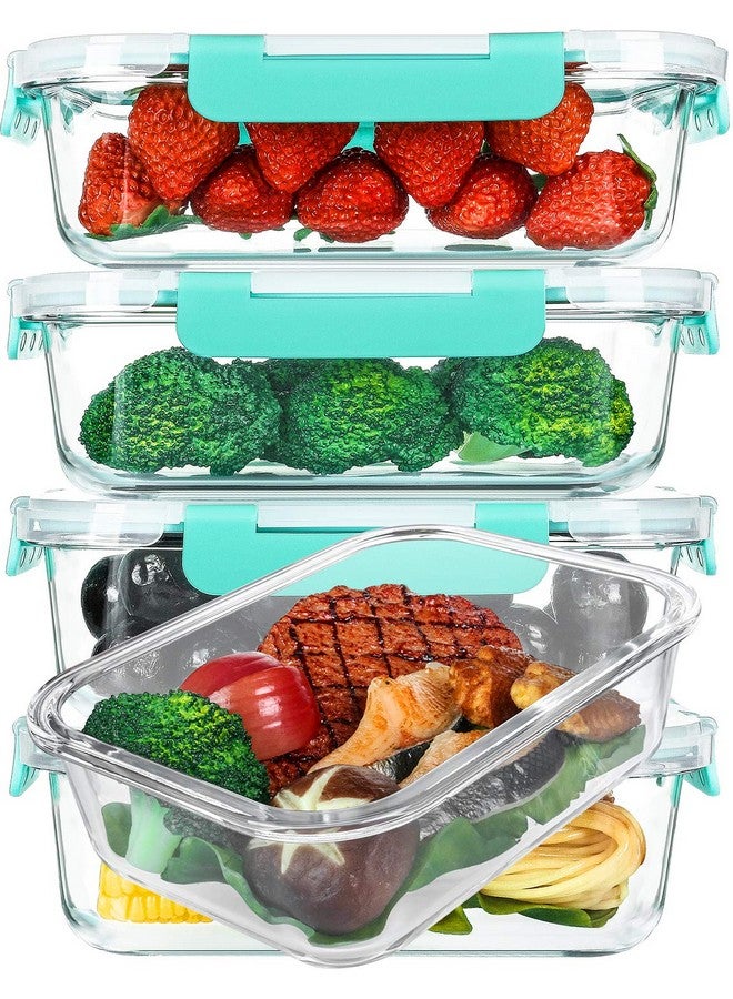 M MCIRCO M MCIRCO [5-Packs, 36 Oz.] Glass Meal Prep Containers with Locking Lids Glass Food Containers,Airtight Lunch Container,Microwave, Oven, Freezer and Dishwasher (4.5 Cup, Green)  - Image 1