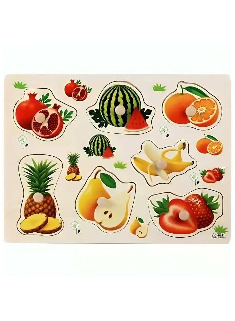 Pairing Maze & Assemble Wooden Puzzles for Toddlers, Jigsaw Shape Matching, Teacher Parents Early Learning Support Tools, Montessori Motor Skill Development Toys (Fruits 3 Pattern)  - Image 1