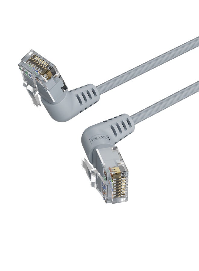 VENTION Cat6A UTP Rotate Right Angle Ethernet Patch Cable 0.5M Gray Slim Type Model # IBOHD - Image 1