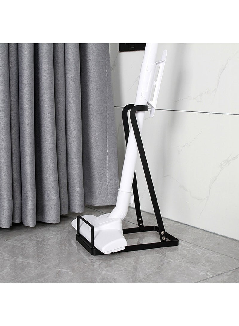 عربست رف تخزين حامل المكنسة الكهربائية، رف تخزين معدني عصري للزوايا، حامل مكنسة كهربائية محمول قائم بذاته، تجميع بدون حفر، تصميم رف مفتوح، رف منظم للمطبخ (أسود) - Image 1