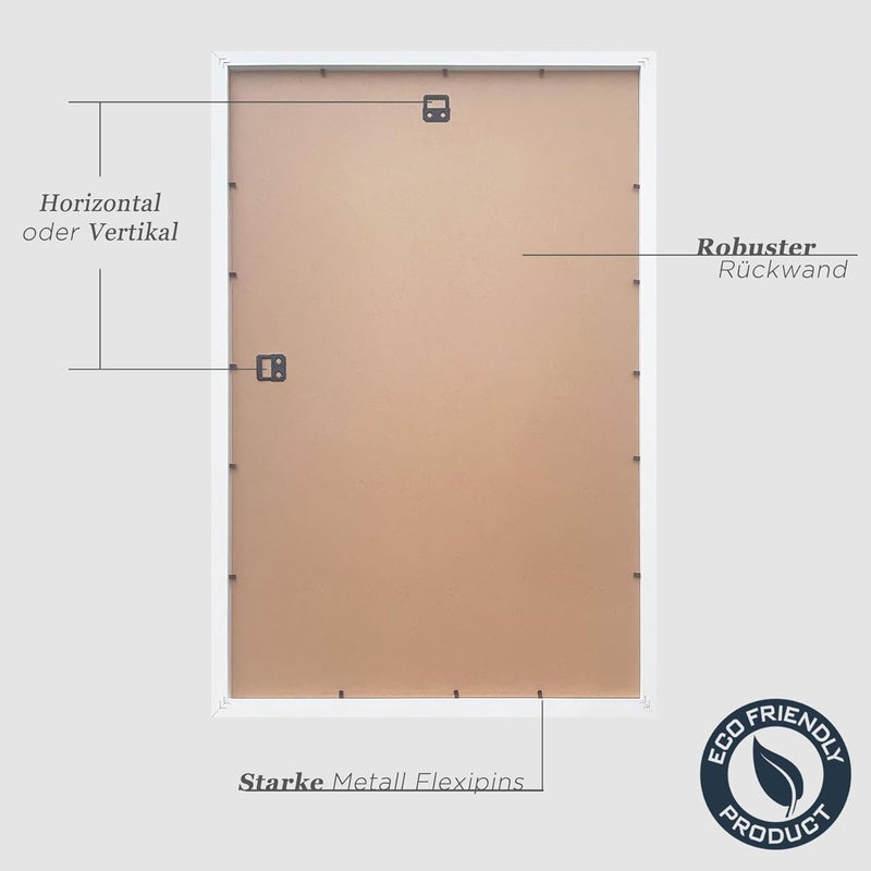 إطار صور ، مقاس A2، خشب أبيض، إطار مصنوع من MDF، مجموعة من 3 أطر - Image 3