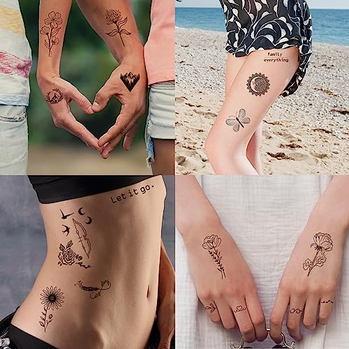 JEEFONNA 100 Sheets Realistic Temporary Tattoos, 240+ Pcs Multicolor Modern Floral & Inspirational Words Tattoos, Waterproof, 3+ Kids - Image 4