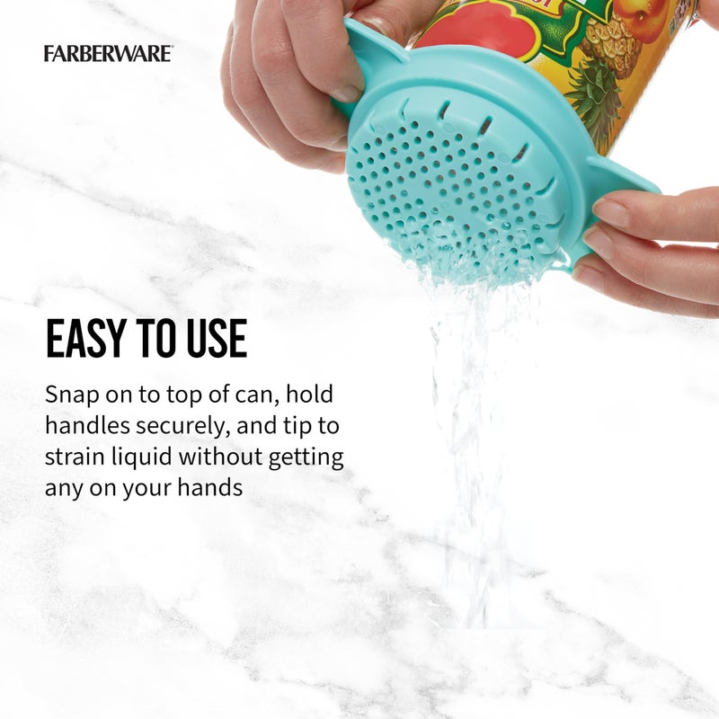 Farberware Can Colander Strainer, For Quick and Easy Straining of Pasta, Fruits, Vegetables, Juices, Tuna and More, Fits Most Standard Cans, Dishwasher Safe, Aqua Sky - Image 3