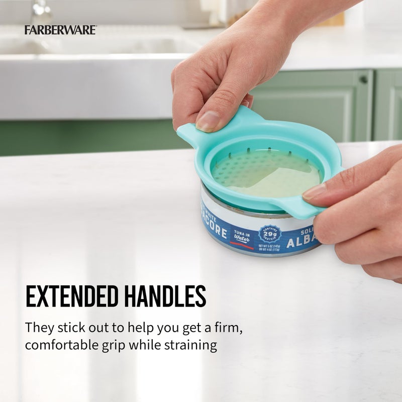 Farberware Can Colander Strainer, For Quick and Easy Straining of Pasta, Fruits, Vegetables, Juices, Tuna and More, Fits Most Standard Cans, Dishwasher Safe, Aqua Sky - Image 4