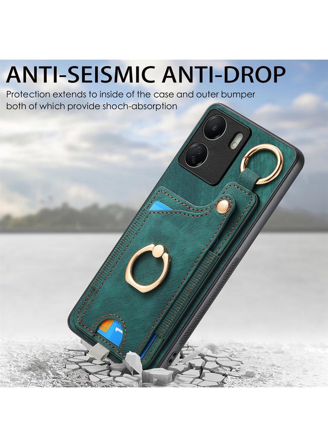 S-TOP Case For Redmi 9C Retro Skin-feel Ring Card Bag Phone Case with Hang Loop - Image 4
