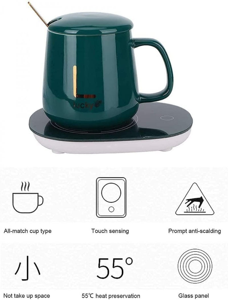 EXOMOON Ceramic Coffee Mug Electric Coffee Warmer for Desk with Auto Shut Off Smart Cup Warmer for Warming Heating Coffee Beverage Milk Tea and Hot Chocolate Mug Included Multicolored - Image 3