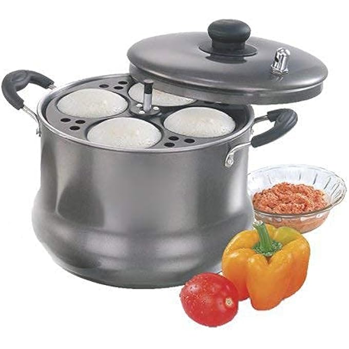 صانعة آيدلي غير لاصقة، 24 آيدلي، 6 أطباق، قاعدة حثية، سوداء مستديرة من الفولاذ المقاوم للصدأ - Image 1