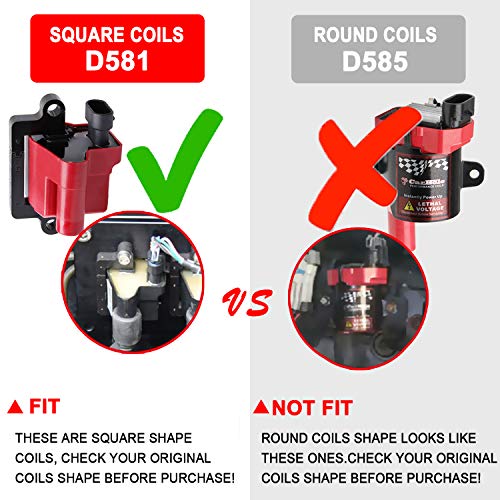 CarBole 8Pcs Ignition Coil Pack + 8Pcs 8mm Spark Plug Wire Fit For Cadillac Escalade, Chevy Silverado Avalanche Express 3500 Suburban Tahoe, GMC Sierra 4.8L 5.3L 6.0L 8.1L for UF271 D581 (Square Coil) - Image 5