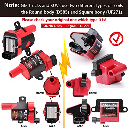 CarBole 8Pcs Ignition Coil Pack + 8Pcs 8mm Spark Plug Wire Fit For Cadillac Escalade, Chevy Silverado Avalanche Express 3500 Suburban Tahoe, GMC Sierra 4.8L 5.3L 6.0L 8.1L for UF271 D581 (Square Coil) - Image 3