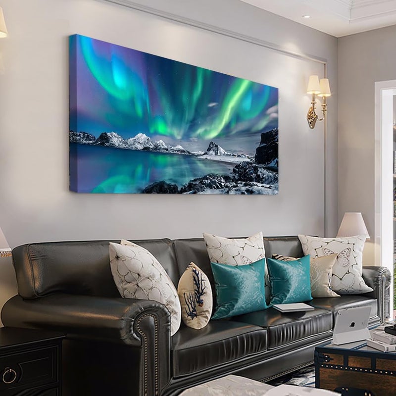 Lapremoly Blue Aurora Scenery Canvas Wall Art - Image 2