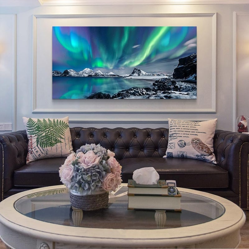 Lapremoly Blue Aurora Scenery Canvas Wall Art - Image 3