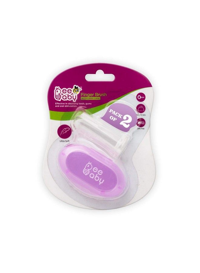 Beebaby Silicone Finger Brush With Carry Case (Violet) (Pack Of 2) - Image 2