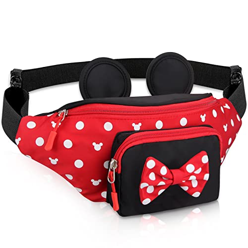 Dksyee Cute Fanny Pack for Travel Best Fanny Pack Women Waist Pack Teen Girls Mini Mouse Belt Bag Cartoon Fanny Pack Hiking Bum Bags Outdoor Waist Bag with Mouse Ears Red - Image 1