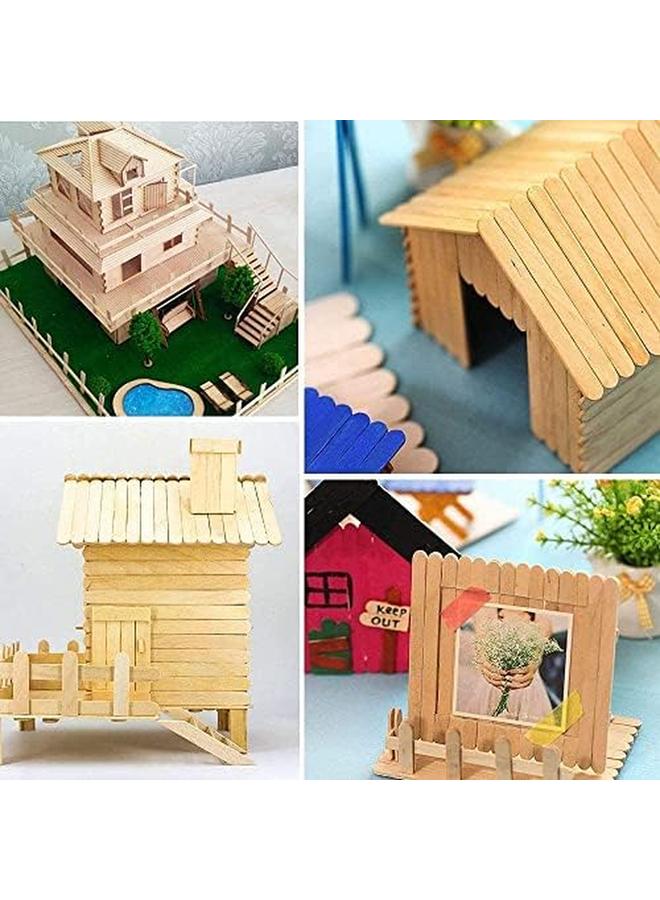 مارك أعواد المصاصة 4.5 بوصة أعواد حرفية خشبية لآيس كريم مصاصة شمع راتينج تحريك لوازم فنية للأطفال 50 قطعة - Image 3