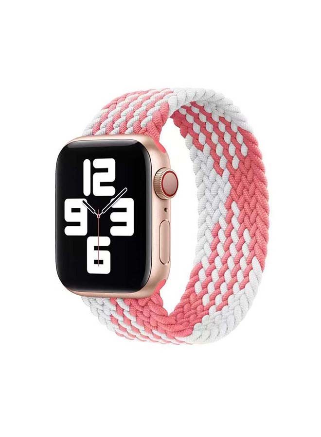 NIBEMINENT Braided Solo Band For Apple Watch Series 6/SE/5/4/3/2/1 Pink/White  - Image 2