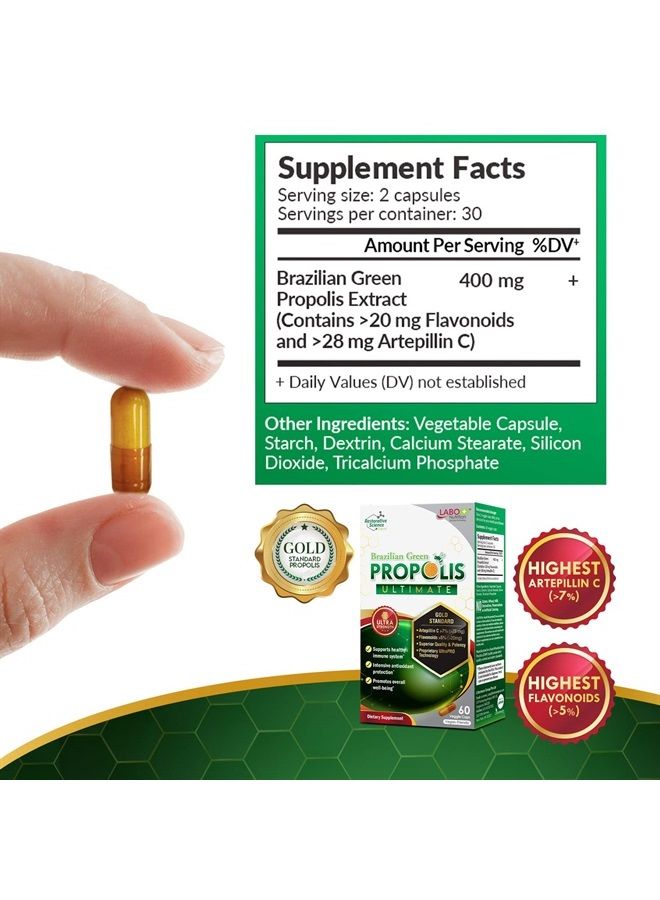 LABO Nutrition بروبوليس برازيلي أخضر نهائي - يحتوي على >7% أو 28 ملغ/حصة من أرتيبيلين سي و >5% فلافونويدات، لدعم المناعة والدماغ، طبيعي، عالي التركيز وممتاز، 60 كبسولة نباتيةx3 - Image 5