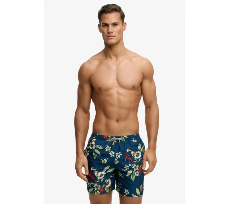 Superdry Hawaiian Print 16-inch Swim Shorts