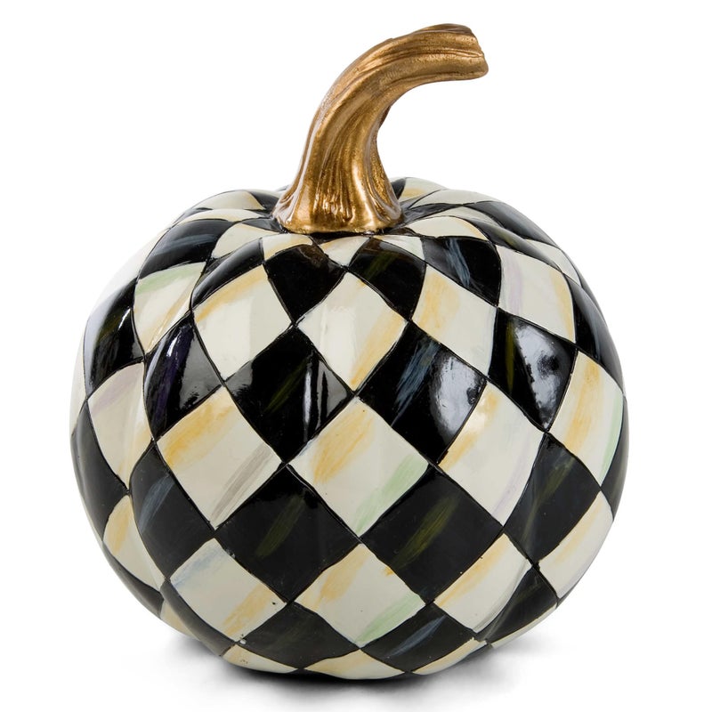 mackenzie childs MACKENZIECHILDS Courtly Harlequin Mini Decorative Pumpkin for Fall Decor Autumn Decorations for Home 