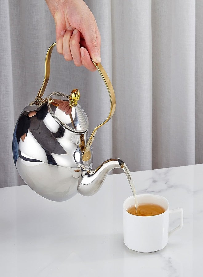 SANQIAHOME إبريق شاي من الفولاذ المقاوم للصدأ سعة 2 لتر من سانكيا هوم مع مصفاة، بتصميم عصري بسيط - Image 4