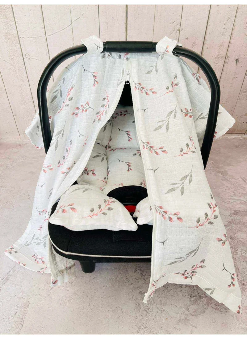 juniperus Powder Leaf Muslin Cloth Stroller Cover and Infant Carrier Cushion