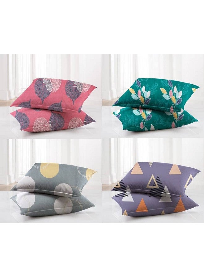 BSB Home Glace Cotton Double Bedsheet with 8 Pillow Covers Combo Pack-Red, Green, Purple and Grey, 144 Tc - Image 5