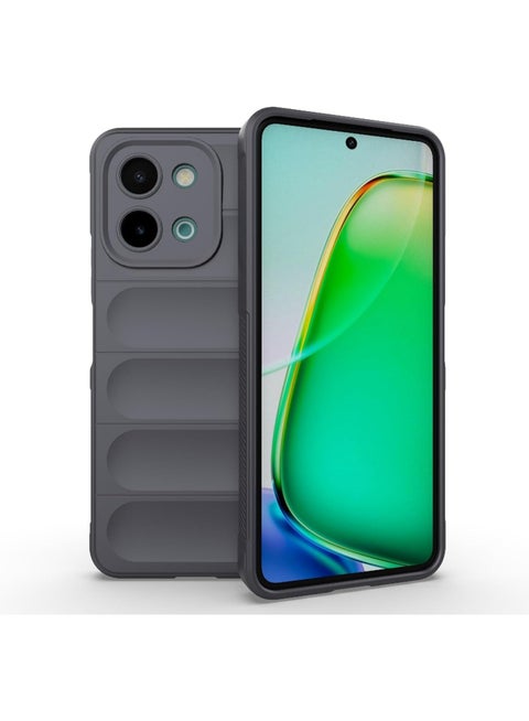 جراب خلفي من السيليكون عالي الجودة متوافق مع هاتف Vivo Y28 4G، جراب Magic Shield المقاوم للصدمات مع حماية للكاميرا (رمادي غامق)