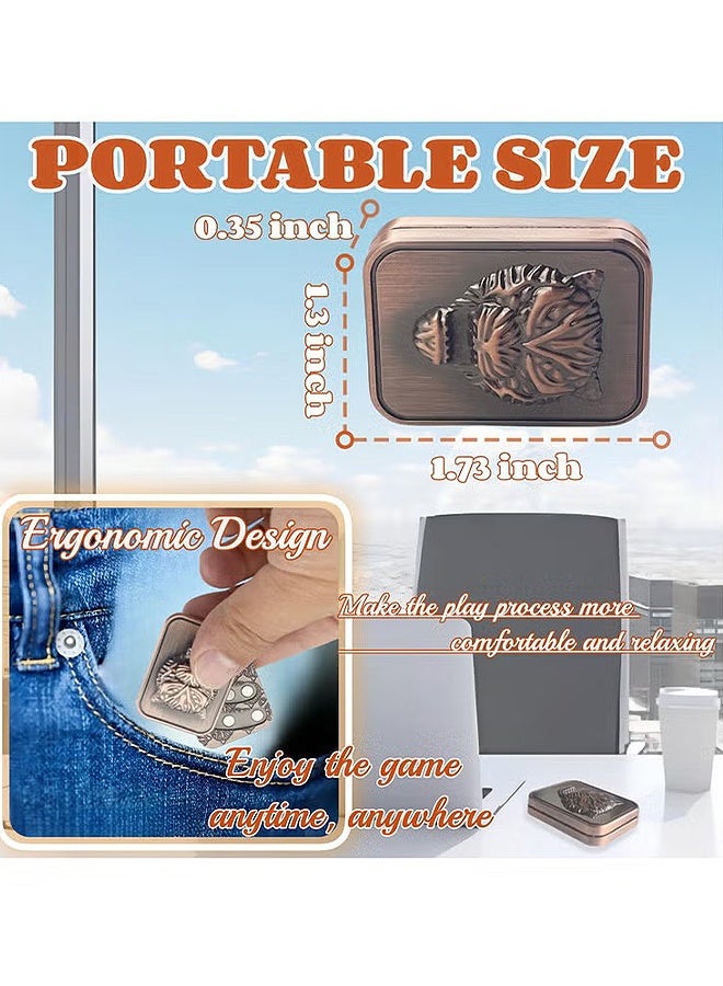 HS Tiger Head Carving Metal Poker Fidget Slider, Men's EDC Hand Slider, Poker Push Card Stress Relief Toys, Magnetic Metal Poker Fidget Toys, Office Desk Toys Gifts For Boyfriend And Father - Image 3