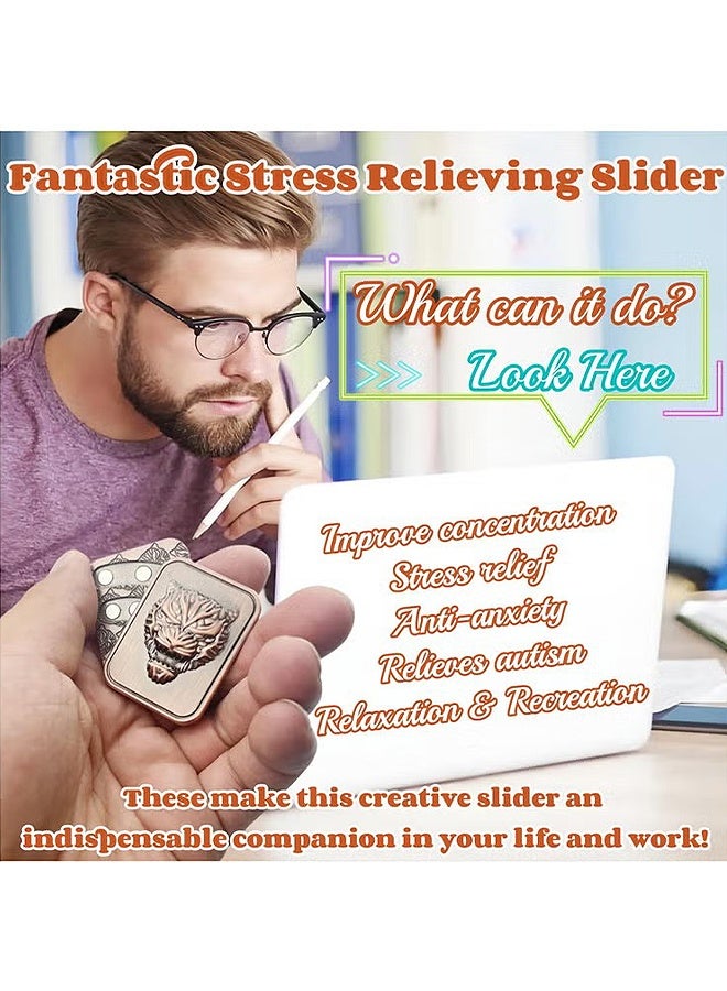 HS Tiger Head Carving Metal Poker Fidget Slider, Men's EDC Hand Slider, Poker Push Card Stress Relief Toys, Magnetic Metal Poker Fidget Toys, Office Desk Toys Gifts For Boyfriend And Father - Image 2
