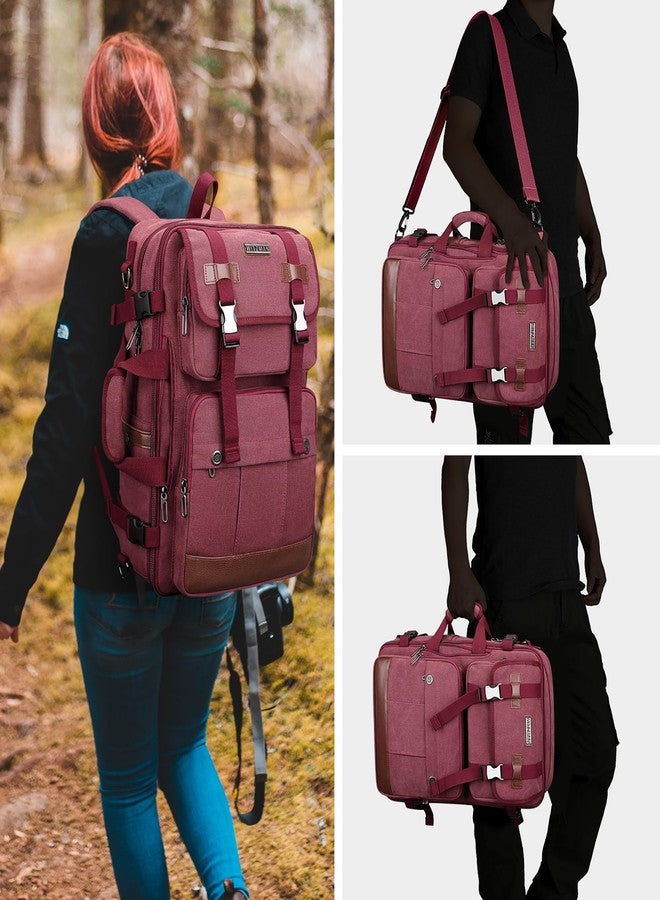 WITZMAN Canvas Backpack with USB Charging Port Large Travel Backpack Luggage Carry-on Fit 17 inch Laptop for Men, Red, Upgraded/19.5 inch, Travel Backpacks - Image 2