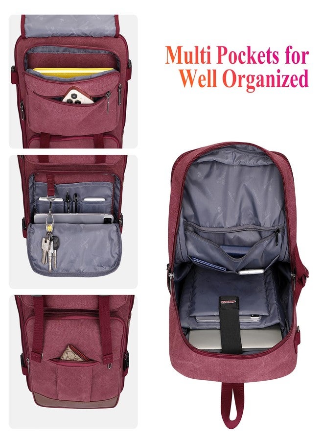 WITZMAN Canvas Backpack with USB Charging Port Large Travel Backpack Luggage Carry-on Fit 17 inch Laptop for Men, Red, Upgraded/19.5 inch, Travel Backpacks - Image 4
