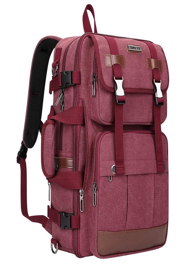 WITZMAN Canvas Backpack with USB Charging Port Large Travel Backpack Luggage Carry-on Fit 17 inch Laptop for Men, Red, Upgraded/19.5 inch, Travel Backpacks - Image 1