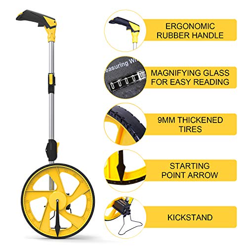 Zozen Measuring Wheel in Feet and Inches, Mechanical/Double Collapsible/One Key to Reset/Kickstand to Keep Stand/Starting Point Arrow and Cloth Carrying Bag, 0-9,999 Ft Measure Wheel. - Image 4