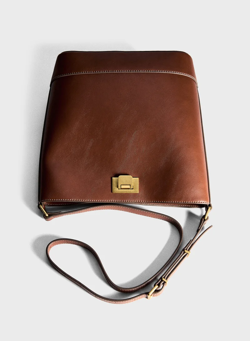 MANGO Metallic Detail Mini Shopper Bag