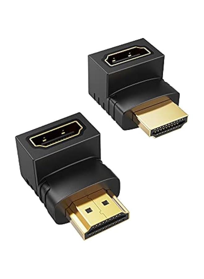 كيبل كريشن محول HDMI ذكر الى انثى، محول زاوية اعلى 90 و270 درجة للتلفزيون الجداري وروكو وبلاي ستيشن 5 وفاير ستيك وكروم كاست وسويتش واللابتوب واكس بوكس والكمبيوتر - موسع مسطح على شكل حرف L - Image 1