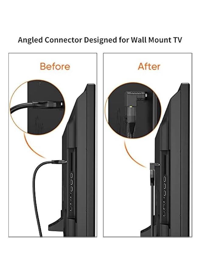 كيبل كريشن محول HDMI ذكر الى انثى، محول زاوية اعلى 90 و270 درجة للتلفزيون الجداري وروكو وبلاي ستيشن 5 وفاير ستيك وكروم كاست وسويتش واللابتوب واكس بوكس والكمبيوتر - موسع مسطح على شكل حرف L - Image 2