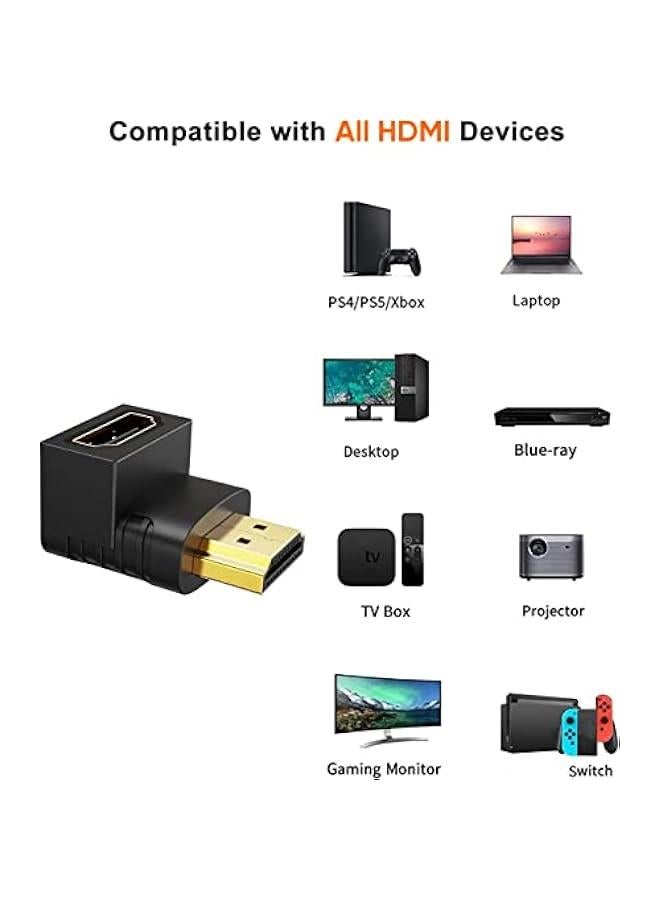 كيبل كريشن محول HDMI ذكر الى انثى، محول زاوية اعلى 90 و270 درجة للتلفزيون الجداري وروكو وبلاي ستيشن 5 وفاير ستيك وكروم كاست وسويتش واللابتوب واكس بوكس والكمبيوتر - موسع مسطح على شكل حرف L - Image 5